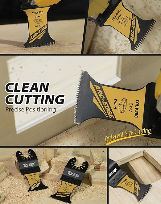 TOLESA 36 PCS Titanium Oscillating Tool Blades Kit, Multi-Purpose Set CR-V& Bi-Metal Oscillating Saw Blades for Wood, Metal, Wood, Plastic