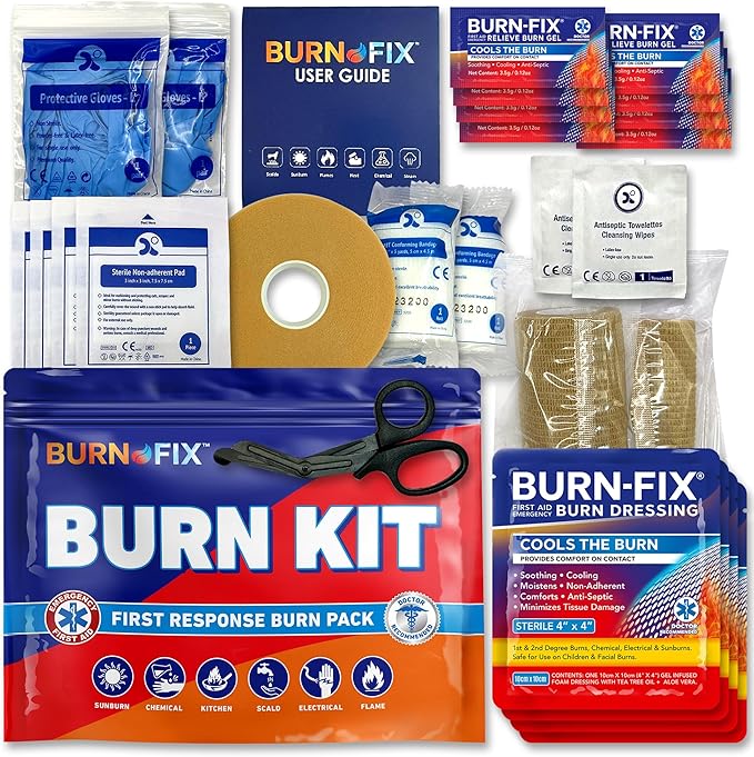 BurnFix® Burn Kit Comprehensive 25pcs First Aid Kit + Hydrogel Burn Spray - 120ml Bundle