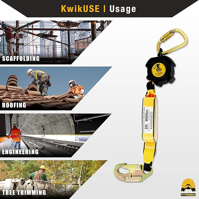 KwikSafety - 6' Cobra Web Self-Retracting Lifeline [KIT] Class 1 Retractable Safety Lanyard SRL ANSI OSHA Fall Gear