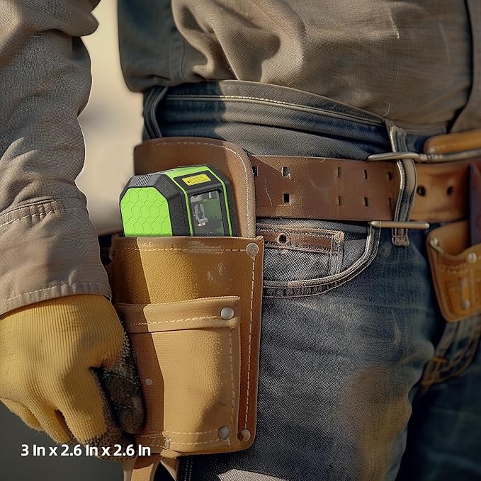 Laser Level, HUEPAR Self leveling Green Cross Line Laser Level 100Ft Accurate Level Laser Tool for DIY Construction & Decoration Indoor Projects, Built-in Li-ion Battery for Longer Working Time