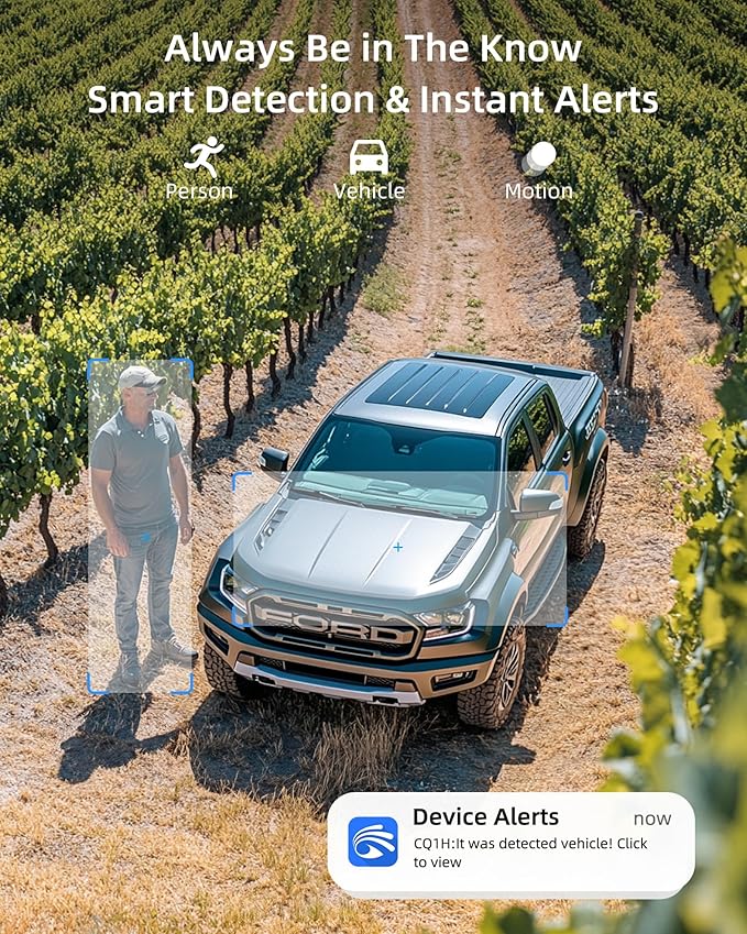 4G LTE Cellular Security Camera, 2.5K Solar Outdoor Cam Wireless Without WiFi Needed, 360° PTZ Live View Off Grid Camera, AI Motion Detection, Color Night Vision, Local/Cloud Storage