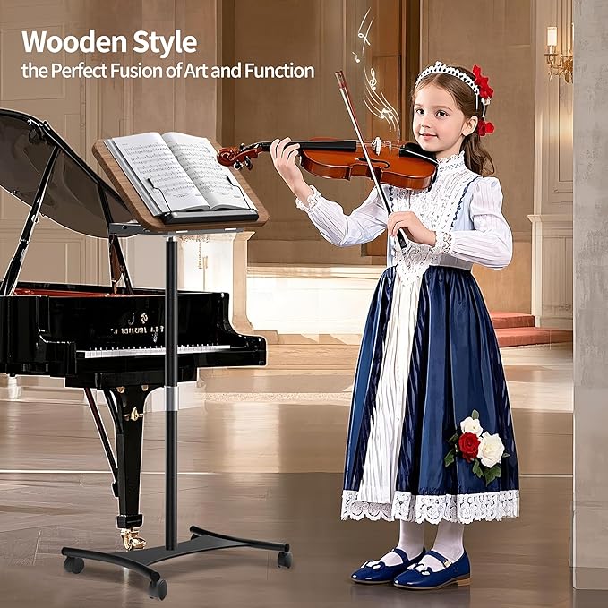 NAMON Laptop Floor Stand with Wheels - 2 in 1 Dual-use Floor & Desk, Adjustable Height from 16.5" to 51", Stable Standing for Projector, Ipad (Walnut Effect)