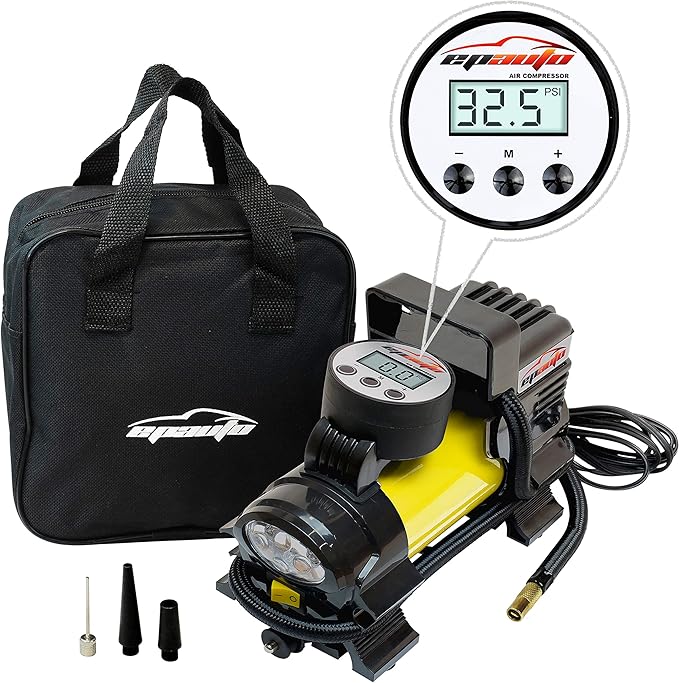 EPAuto 12V DC Portable Air Compressor Pump, Digital Tire Inflator