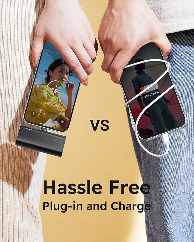 VEGER Portable Charger, USB C Power Bank, 5000mAh Mini Battery Pack Fast Charging 20W Small Charging Bank for iPhone 16/16 Pro/16 Pro Max/15, Samsung Galaxy S25, S24, S23, Note 20, Pixel, Moto, LG