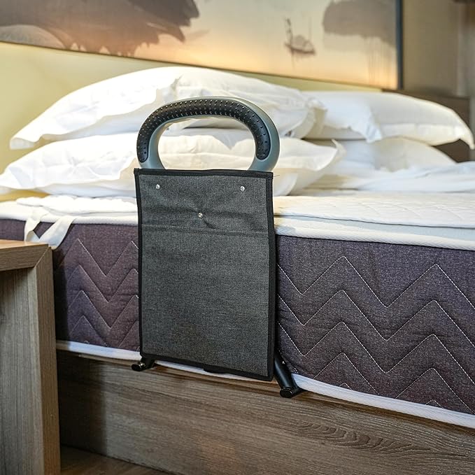 EASACE Bed Rails for Elderly Adults Safety,Adjustable Height Bed Assist Bar, Assistance for Getting in and Out of Bed,Bed Assist Rail with Storage Pocket.