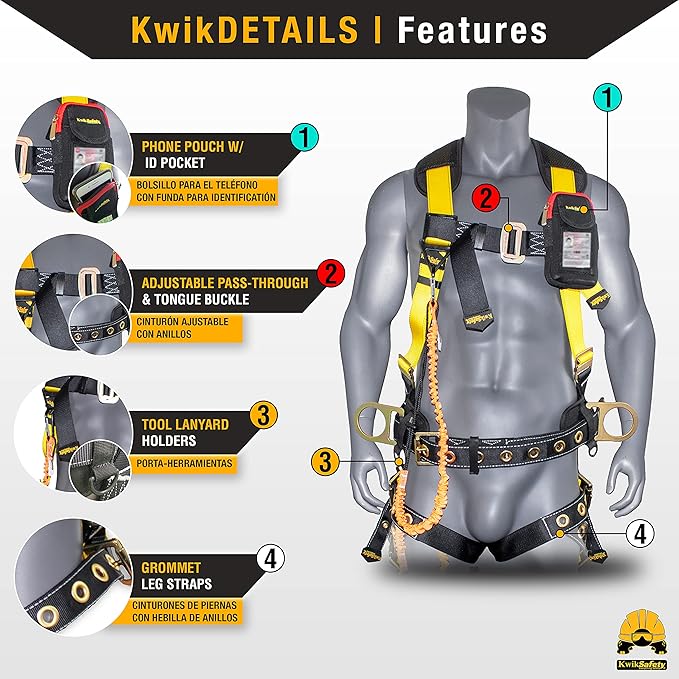 KwikSafety - Charlotte, NC - Mamba 20’ [Harness Combo] Self Retracting Lifeline Carbonate Lightweight Housing Class 1 Web SRL ANSI OSHA Retractable Fall Arrest Construction Gear