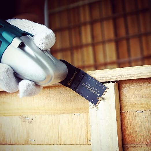 EZARC Carbide Oscillating Tool Blades, Multitool Blades Heary Duty for Hard Material, Metal, Nails. Bolts. Screws, 3-Pack