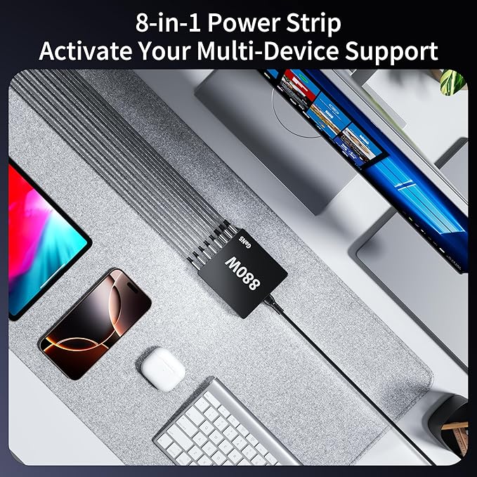880W USB C Charger Block Charging Station 8 Port Fast Chager 140W PD PPS HUB Laptop MacBook Charger Compatible with All iPhone 17 Pro Max/17 Air/16 SE/Samsung Galaxy 25/ MacBook Pro/Air/iPad Pro