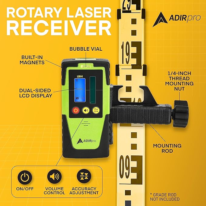 Adir Laser Level Self Leveling - Green Beam Rotary Lazer leveler Tool with Dual Axis Manual Slope, Vertical and Horizontal Alignment, Dustproof and Water Resistant For interior/exterior installations