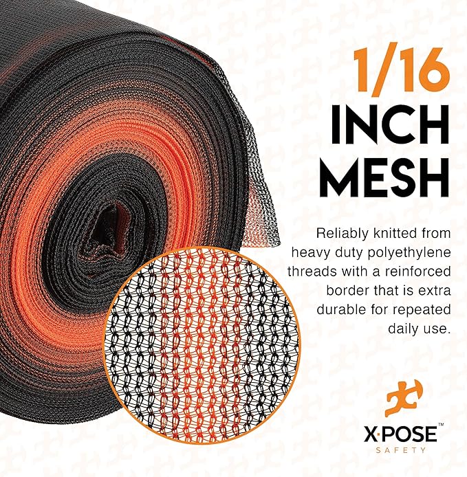 Construction Safety Debris Netting - 150 Ft Temporary Material Roll, 1/16" Mesh Scaffold Net Enclosure, Barricade, Visibility Barrier, Fencing Roll, Heavy Duty Fire Retardant 8.5 ft x 150 ft, Black
