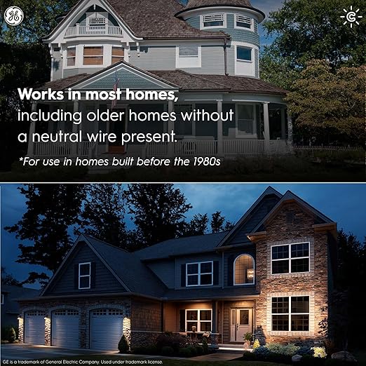 GE CYNC Smart Light Switch On-Off Button Style, Neutral Wire Required, Bluetooth and 2.4 GHz Wi-Fi 4-Wire Switch, Compatible with Alexa and Google Home, White (3 Pack)