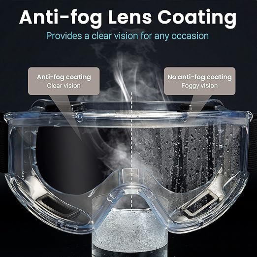 AirGearPro Vision-1000 Anti-Fog Safety Goggles | Impact Resistant Protective Goggles | ANSI Z87.1 Work Goggles for Painting, Sanding, Dust, Woodworking, Construction, Chemistry, Laboratory (1 Pack)
