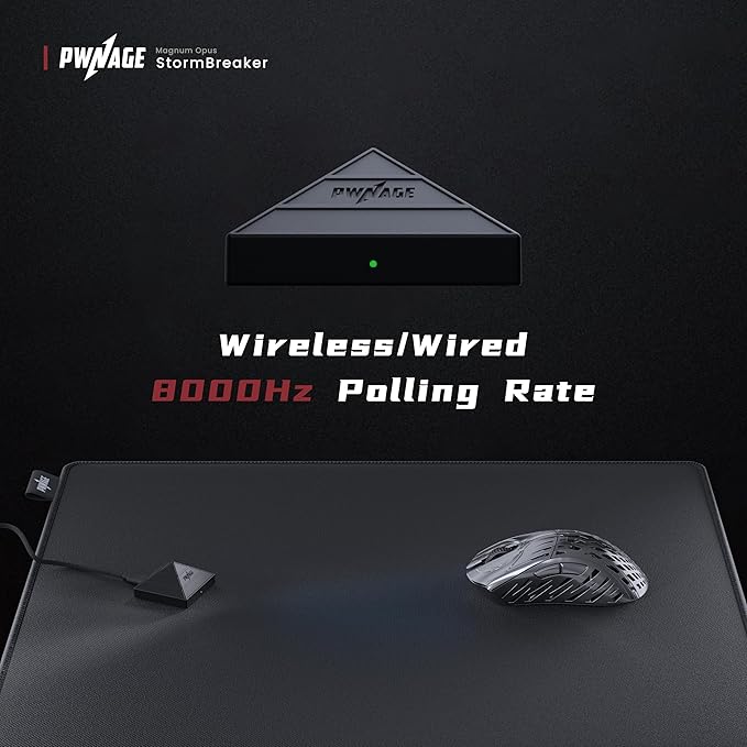 PWNAGE Stormbreaker v3 Wireless Magnesium Gaming Mouse 8kHz - 50grams Ultralight Esports Pro Gamer Flawless Professional PAW3395 Optical Sensor 36,000 DPI - 8000Hz -100% PTFE Skates Ergo -Bloodline