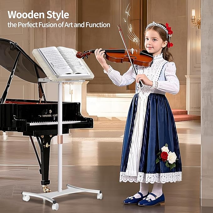 NAMON Laptop Floor Stand with Wheels - 2 in 1 Dual-use Floor & Desk, Adjustable Height from 16.5" to 51", Perfect for Home, Office, Meeting Room, Study (White Ash Effect)