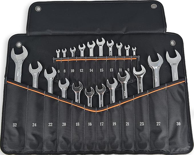 WELKINLAND 22-Pockets Wrench Tool Roll, 0.25-1.25" Wrench-Set Roll Holder Bag, Wrenches sleeve wrap, Wrenches pouch(Tools Are Not Included)