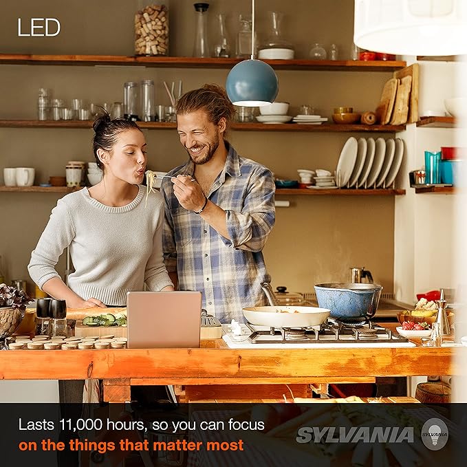 SYLVANIA LED A19 Light Bulb, 60W Equivalent, Efficient 9W, CEC Compliant, 10 Year, Non-Dimmable, 2700K, 800 Lumens, 90 CRI, Soft White - 24 Pack (Package May Vary)