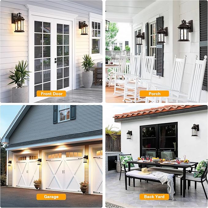 VIANIS Motion Sensor Outdoor Garage Lighting Fixture, Oil Rubbed Bronze Farmhouse Exterior Wall Mount Sconce for House, Waterproof Dusk to Dawn Front Porch ORB Outside Lantern for Patio