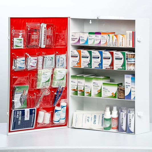 4-Shelf Metal 1st Aid Cabinet Class A, Large Capacity First Aid Wall Mount Medicine Cabinet, Secure Metal Med Box with Easy Access, Exceeds OSHA/ANSI Z308.1 2015, Over 1,250-Pieces