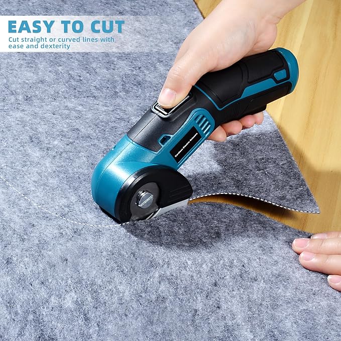 4V Cordless Electric Scissors Heavy Duty Cardboard, Fabric, Leather & Carpet Cutter with Brushless Motor & USB-C Charging, Includes 2 Tungsten Blades Tool Kit for DIY, Crafting, Industrial Use