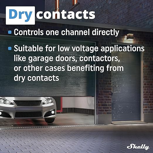 Shelly Plus 1 UL | WiFi Smart Relay Switch with Dry Contacts | Home Automation | Bluetooth Gateway | Alexa, SmartThings & Google Home Compatible | No Hub | DIY Remote Control | Garage Door Opener