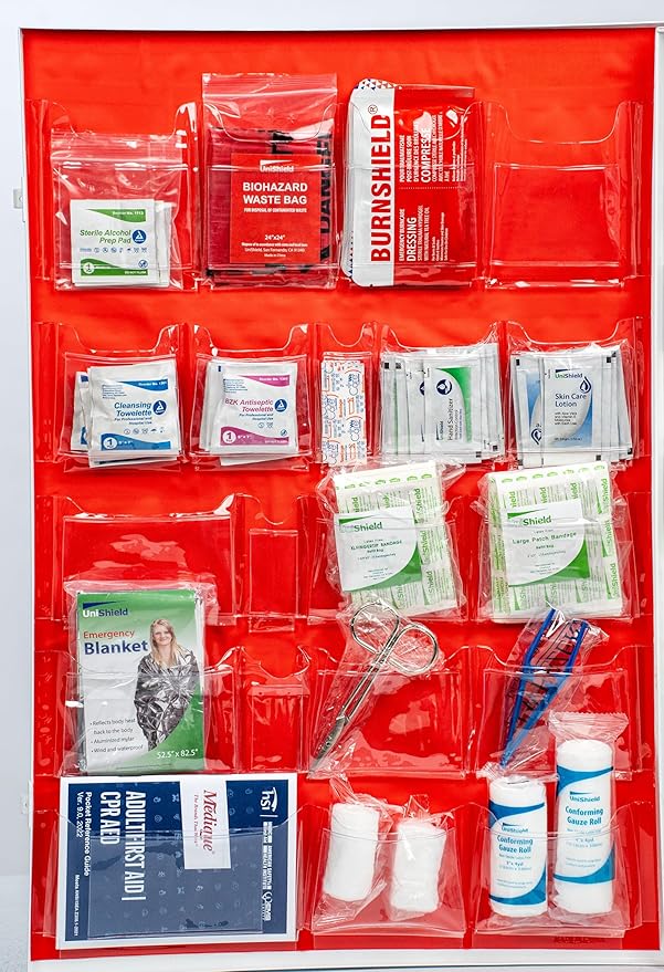 4-Shelf Metal 1st Aid Cabinet Class A, Large Capacity First Aid Wall Mount Medicine Cabinet, Secure Metal Med Box with Easy Access, Exceeds OSHA/ANSI Z308.1 2015, Over 1,250-Pieces
