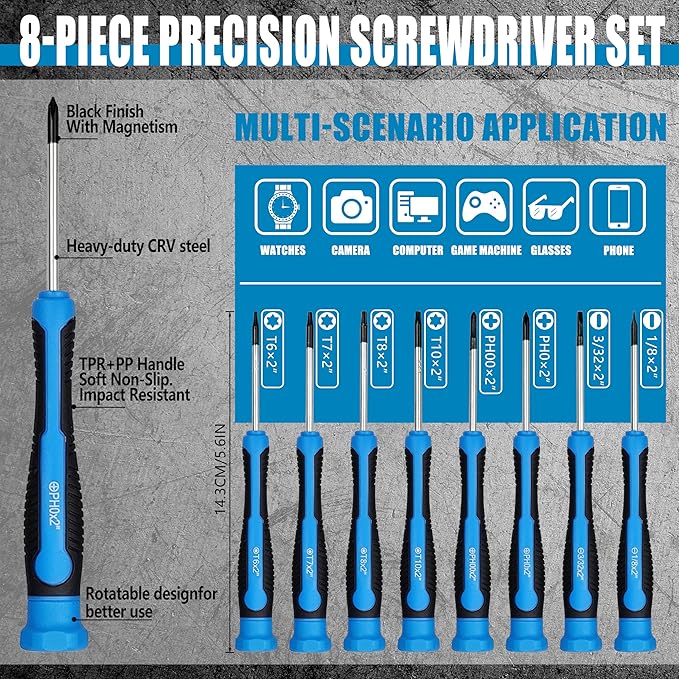 100-Piece Magnetic Screwdriver Set with Plastic Rack, Includes Slotted/Phillips/Torx Precision Drivers, Non-Slip Rubber Handles, Multi-Purpose Hand Tools, Ideal Gift for Handymen & DIY Enthusiasts