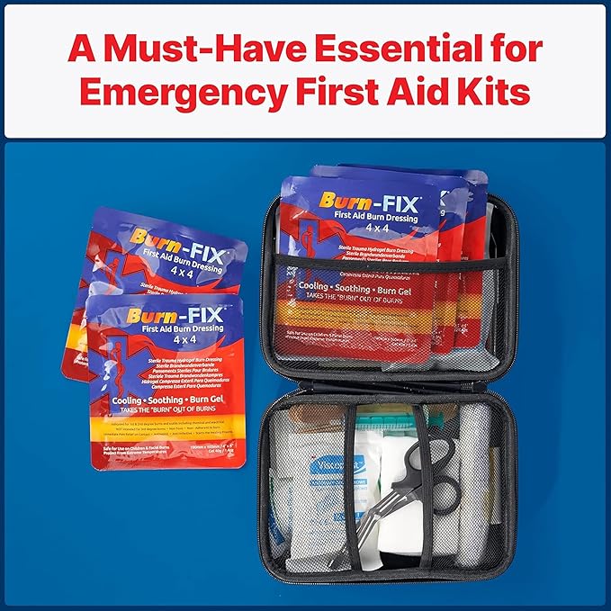 BurnFix Hydrogel Burn Dressings 2-Pack – 4×4″ Sterile Gel-Infused Foam Patches for 1st & 2nd Degree Burns, Sunburns & Scalds | Instant Cooling Relief & Fast-Healing Non-Stick First Aid Essential (2)