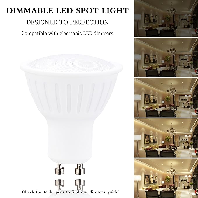 Led Bulbs GU10 5 Watts Spotlight, 50 Watts Halogen Replacement, 3000K Soft White Dimmable MR16 Shape 520LM Recessed Light Bulb, Pack of 6