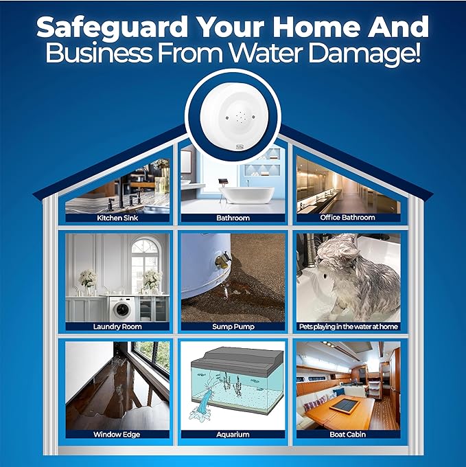 TUBY WiFi Water Leak Detector – No Hub Required, Easy Installation Smart Sensor for Home, Basement, Kitchen, Bathroom – Moisture Sensor, Wireless, IP55 80dB Alarm Flood Sensors