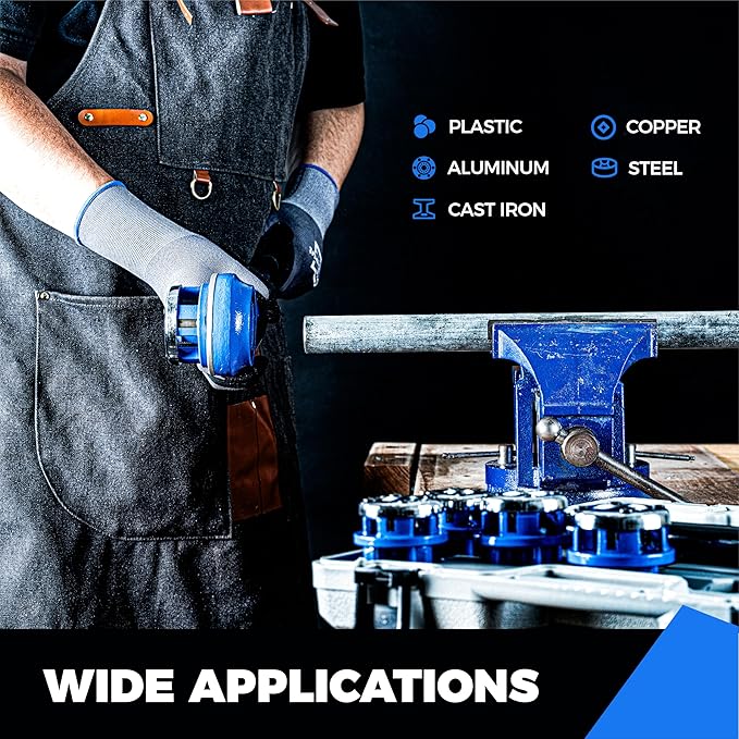 toolant Ratchet Pipe Threader Kit, NPT 1/4" - 1-1/4" Manual Ratcheting Pipe Threader, Portable Pipe Threading Tool Set with 6PCS NPT Dies, Storage Case for Galvanized Aluminum Iron Copper Pipes