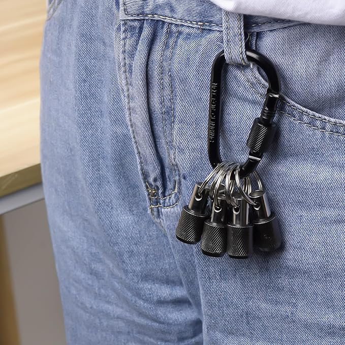 LUEXBOX 1/4 Inch Bit Holder Keychain, Hex Screwdriver Bits Holder Extension Bar, Quick Change Screw Bit Holder for Most Electric, Hand-held Screwdrivers and Drill Bits (B: Black 6pack)