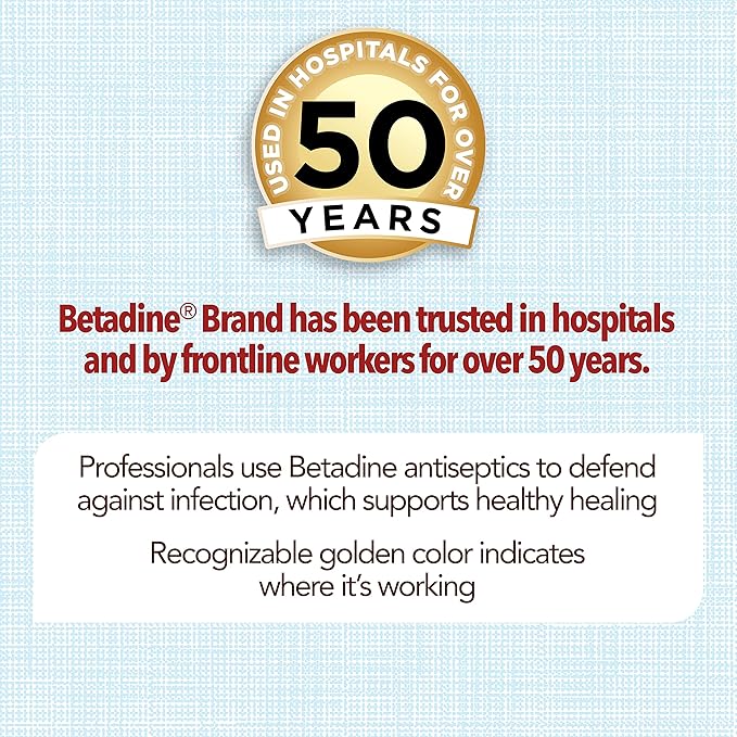 Betadine Antiseptic Liquid First Aid Solution, Povidone-Iodine 10%, Kills Germs in Minor Cuts Scrapes & Burns, No Sting Promise, No Alcohol or Hydrogen Peroxide, 8 FL OZ (Pack of 2)