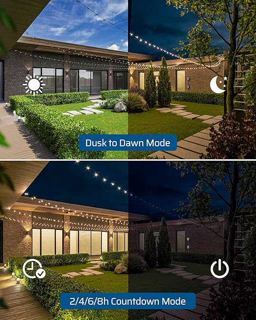 DEWENWILS Dusk to Dawn Dimmer, Wireless Remote Control, Waterproof Dimmable Plug with Timer, 100 FT Range, Outdoor Dimmer for String Light, Patio Lights, FCC Certified