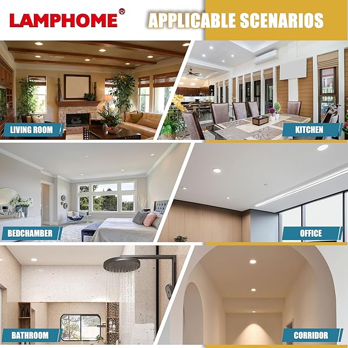 24-Pack of 4-Inch Slim LED Recessed Lights with Junction Box, Adjustable Color Temperatures (2700K-5000K), 9W Equivalent to 75W, Dimmable, 950LM Brightness - ETL and Energy Star Certified