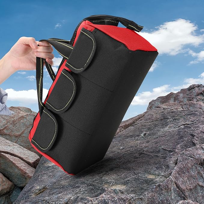 Sanwuta 3 Pack Tool Bag for Men with Waterproof Hard Bottom, Heavy Duty Tool Bag Wide Mouth Tote for Various Instrument, Electrician Carpenter Mechanic (16 Inch,Red, Army Green, Yellow)