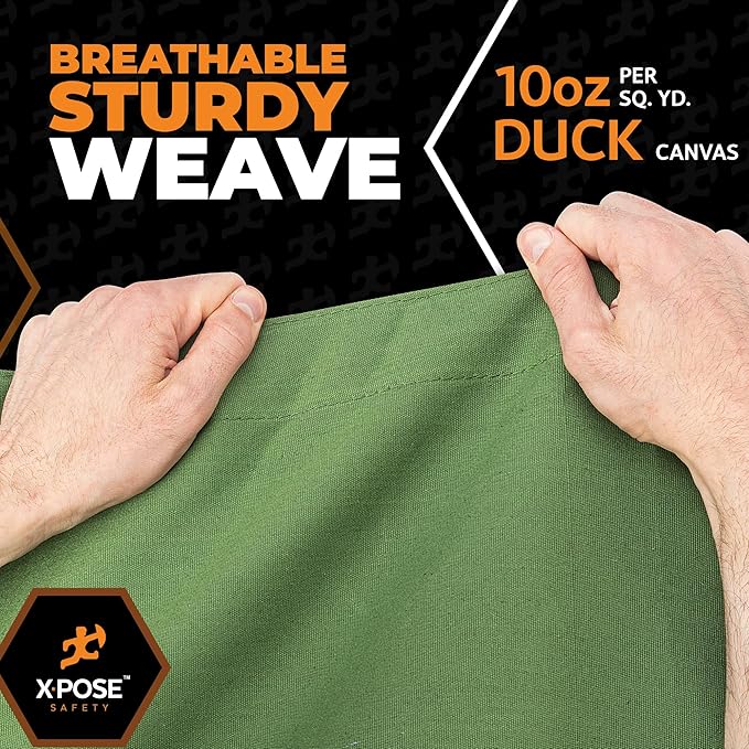 Xpose Safety Canvas Tarp - 10oz Green Canvas Tarps Heavy Duty Water Resistant with Brass Grommets- Multipurpose Outdoor Tarpaulin for Camping, Canopy, Trailer, Equipment Cover 6' x 10'