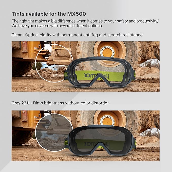 HexArmor | Wide view 100% UV protective antifog z87 safety goggles to wear over glasses | MX500