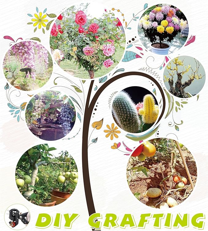 NAYE Garden Grafting Tool,Pruner Kit With Grafting Tapes Tree Tags and Rubber Bands,Plant Branch Twig Vine Fruit Tree Cutting Scissors Shear