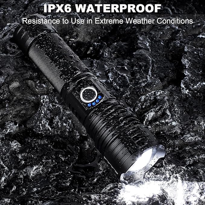Rechargeable Flashlights High Lumens, 99,000 Lumen Super Bright Flashlight, 2pack Led High Powered Flash Light, Flashlight for Home, Camping, 5 Modes/12h Run Time for Outdoor, IPX6 Waterproof