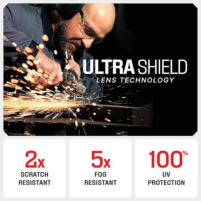 NoCry Clear Safety Glasses for Men and Women with Anti-Fog and Scratch Resistant Wrap Around Lenses, Adjustable Temples and Nose Pads — ANSI Z87 Certified Protective Eyewear with 100% UV Shielding