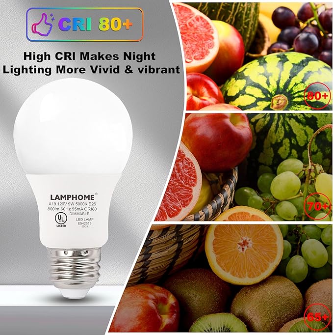 8-Pack Daylight White LED Bulbs - Brighten Your Bedroom & Living Room, 60W Equivalent, 5000K,9W, 15000-Hour Life, E26 Base