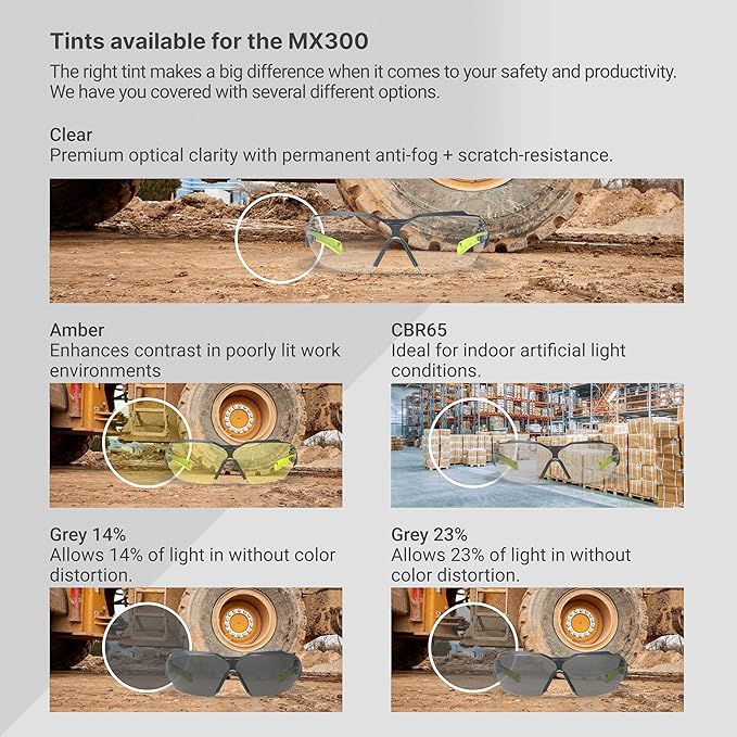 HexArmor MX300 Safety Glasses | Anti-Fog | ANSI Z87+ | 100% UV Protected