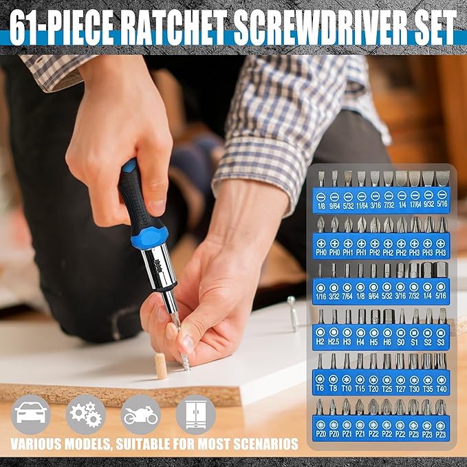 100-Piece Magnetic Screwdriver Set with Plastic Rack, Includes Slotted/Phillips/Torx Precision Drivers, Non-Slip Rubber Handles, Multi-Purpose Hand Tools, Ideal Gift for Handymen & DIY Enthusiasts