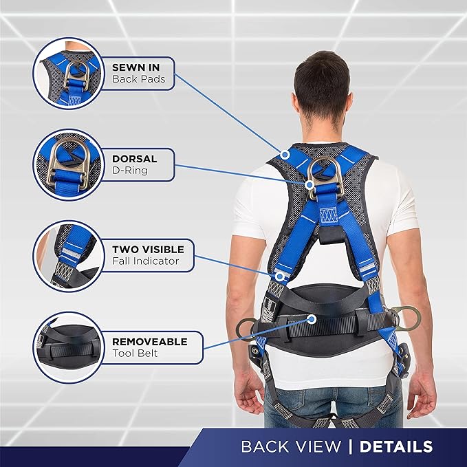 Palmer Safety Hammerhead 5pt Safety Harness Back Padded, QCB Chest, Tongue Buckel Legs Straps, Back & Side D-Rings