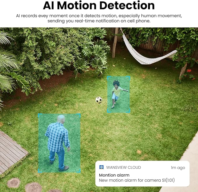 2K Solar Camera Outdoor Wireless-2.4Ghz WiFi Cameras for Home Security, Continuous Power, Color Night Vision, SD Card/Cloud Storage, Waterproof, Compatible with Alexa/Google Home S1 (1 Pack)