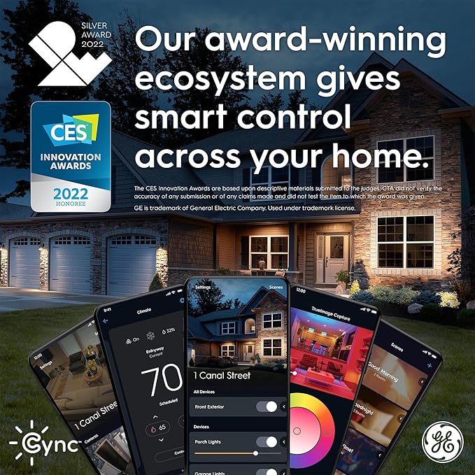 GE CYNC Smart LED PAR38 Flood Light Bulb - WiFi & Bluetooth Color Changing RGB Outdoor Light Bulbs - 90W Equivalent, Compatible with Alexa & Google Home - Dimmable, Long Lasting, Tuneable - Pack of 2