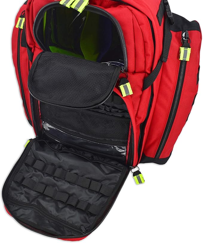 Lightning X TacMed Fully Stocked Modular ALS Trauma Backpack for EMS/EMT w/Deluxe First Aid Fill Kit C - RED