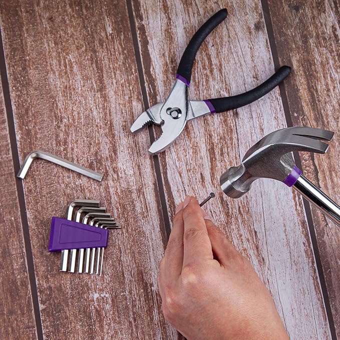 CARTMAN 126-Piece Home Tool Set Kit, Basic Household Hand Tools with Storage Case, Purple