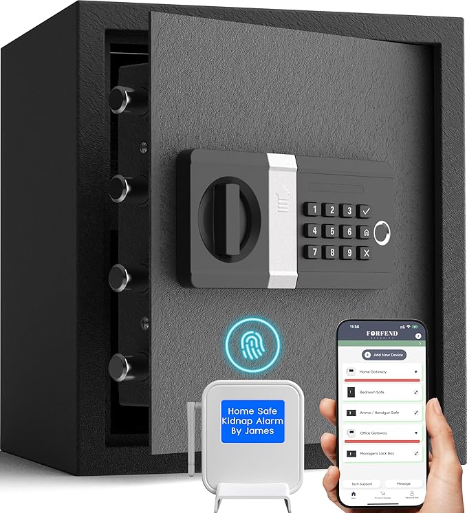 FORFEND Smart Home Safe | WiFi Safe Box App Lock/Alarm | Voice Command, Kidnap Alarm, Tamper Detect, Frozen Mode, Sub Account| Digital Safe Anti Theft