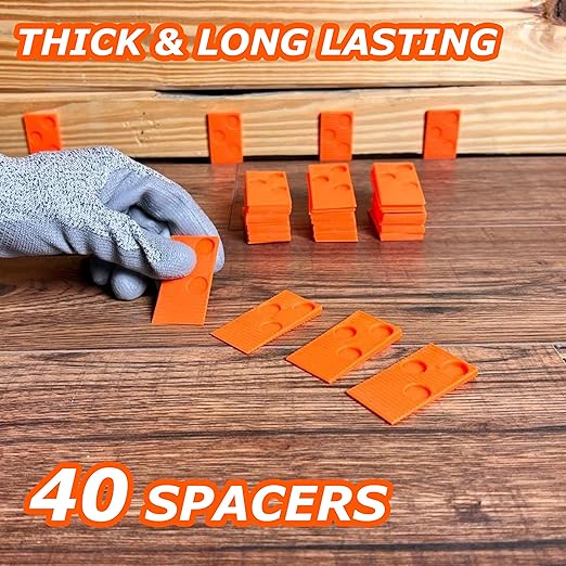 43-Piece Laminate Flooring Installation Kit Tapping Block with Handle Heavy Duty Pull Bar, Reinforced Mallet, 40 Spacers, Vinyl Plank & Wood Floor Tools, Flooring Kit for Laminate & Vinyl Planks